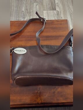Kenneth Cole New York Brown Textured Leather Crossbody Bag